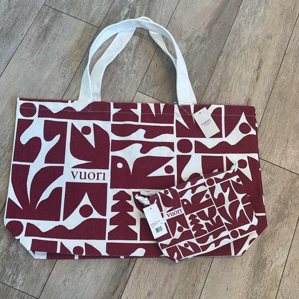 Vuori Limited Holiday Edition Cotton Canvas Oversized Tote and zip Pouch Set